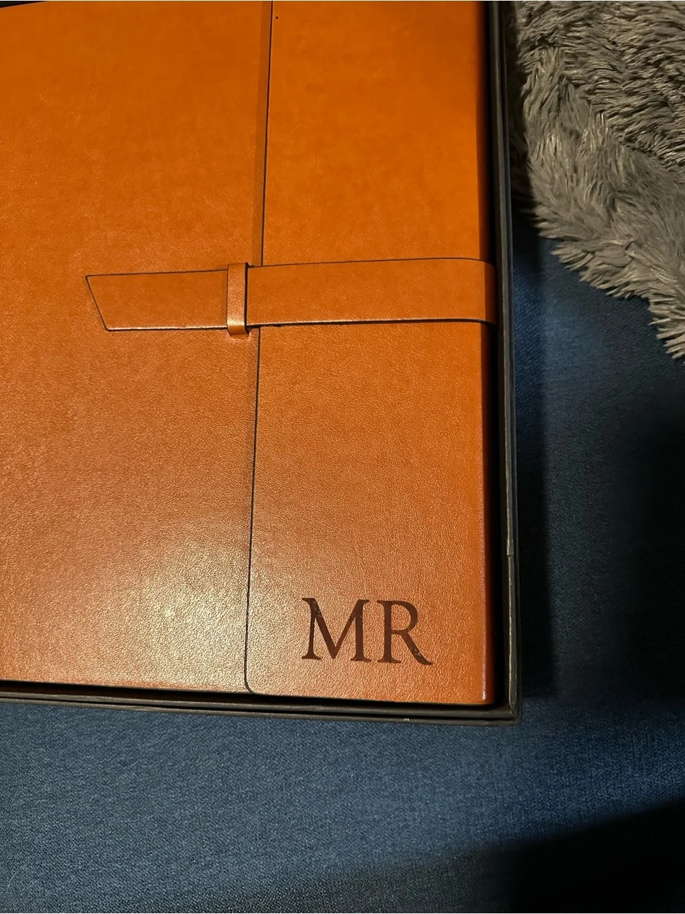 Monogrammed Leather Journal - light brown with the initials MR